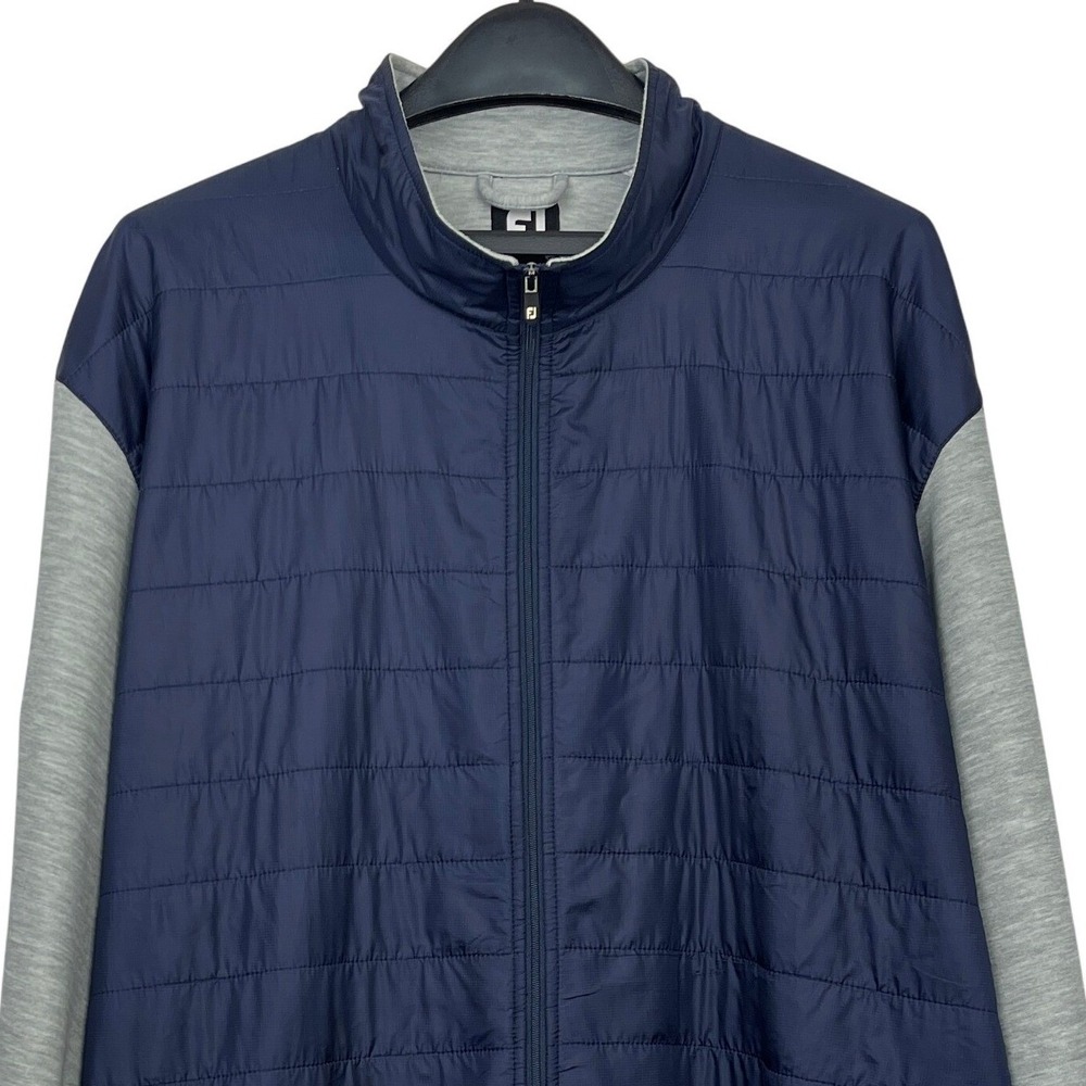 FootJoy Mens Hybrid Golf Jacket Navy Blue Grey Quilted Full Zip 2XL *READ